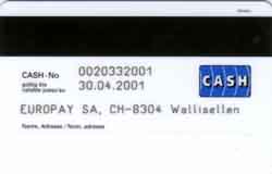 Carte Cash CA10 - dos